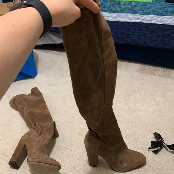 Thigh high faux suede caramel boots - Picture 3 of 5